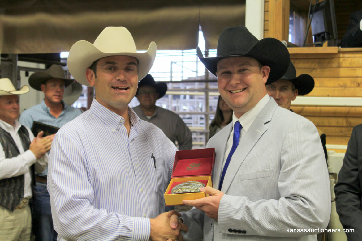 Charly Cummings with Neil Bouray the 2017 Kansas Auctioneer Champion
